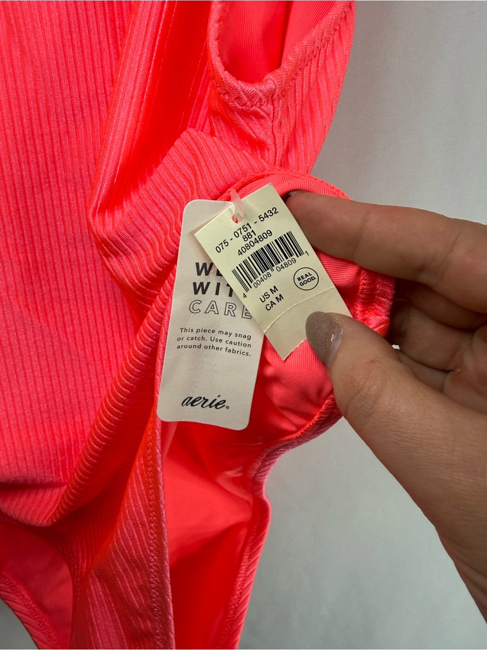 NEW Aerie Shine Rib Birthday Scoop Cheekiest One Piece Swimsuit Tropadelic, Med - Picture 4 of 7
